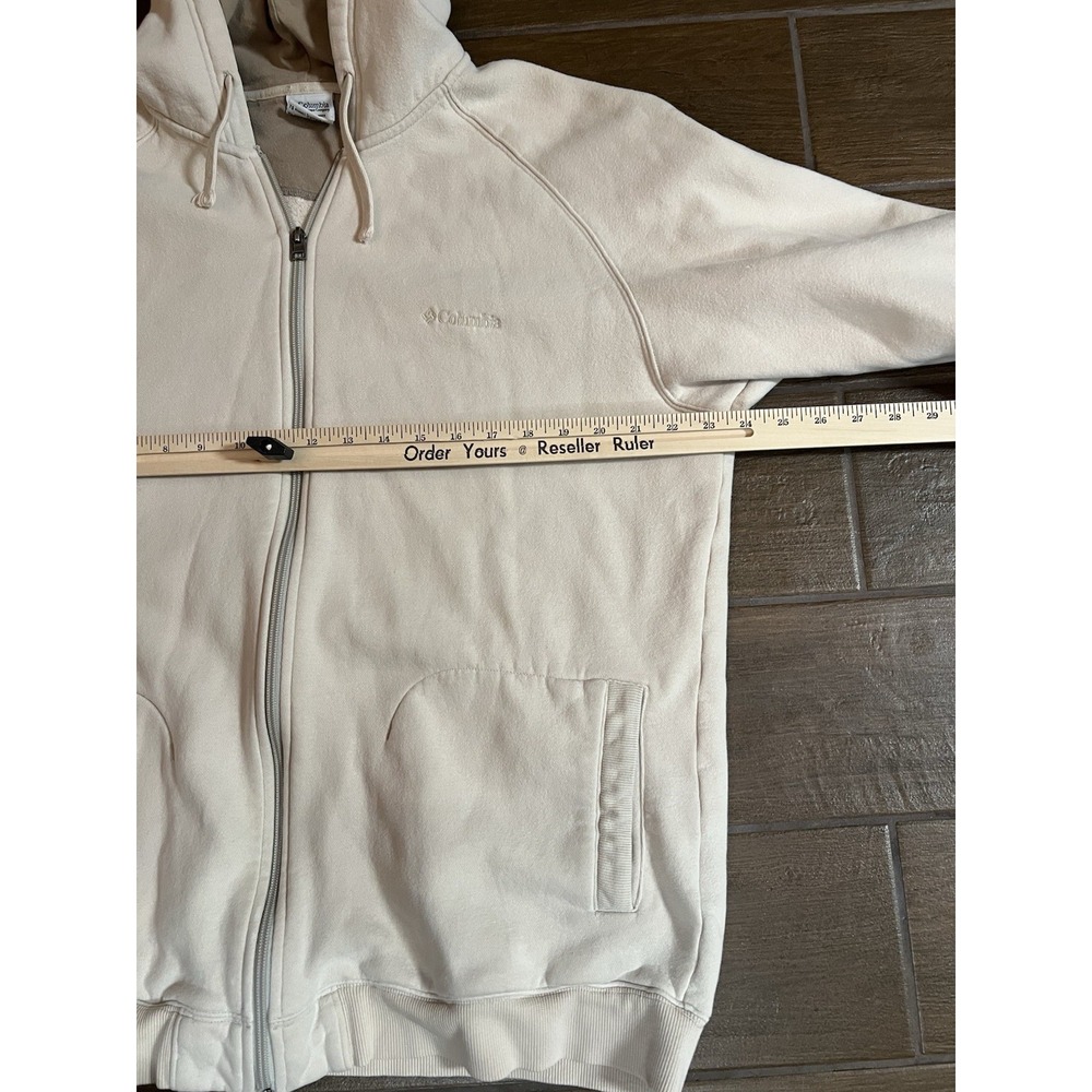Columbia Mens Hoodie Sweatshirt Full Zip Beige XL Ski Hiking Hooded - Picture 7 of 9